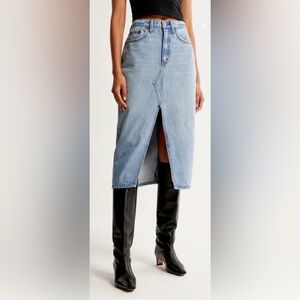 Abercrombie & Fitch Blue Denim Midi Skirt